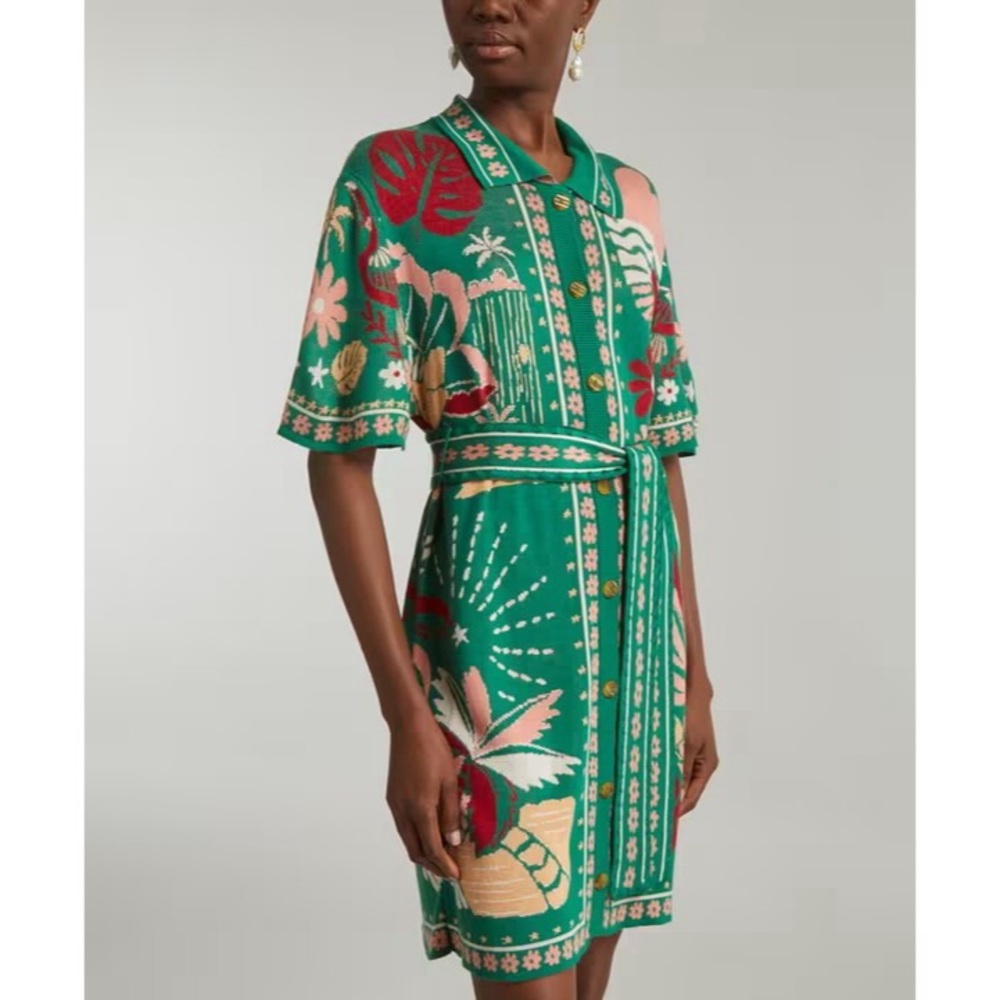 FARM Rio Green Tropical Mini Dress